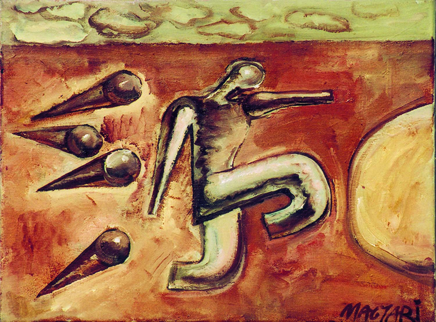 2001 Figura lövedékekkel 30 x 40 olaj vászon