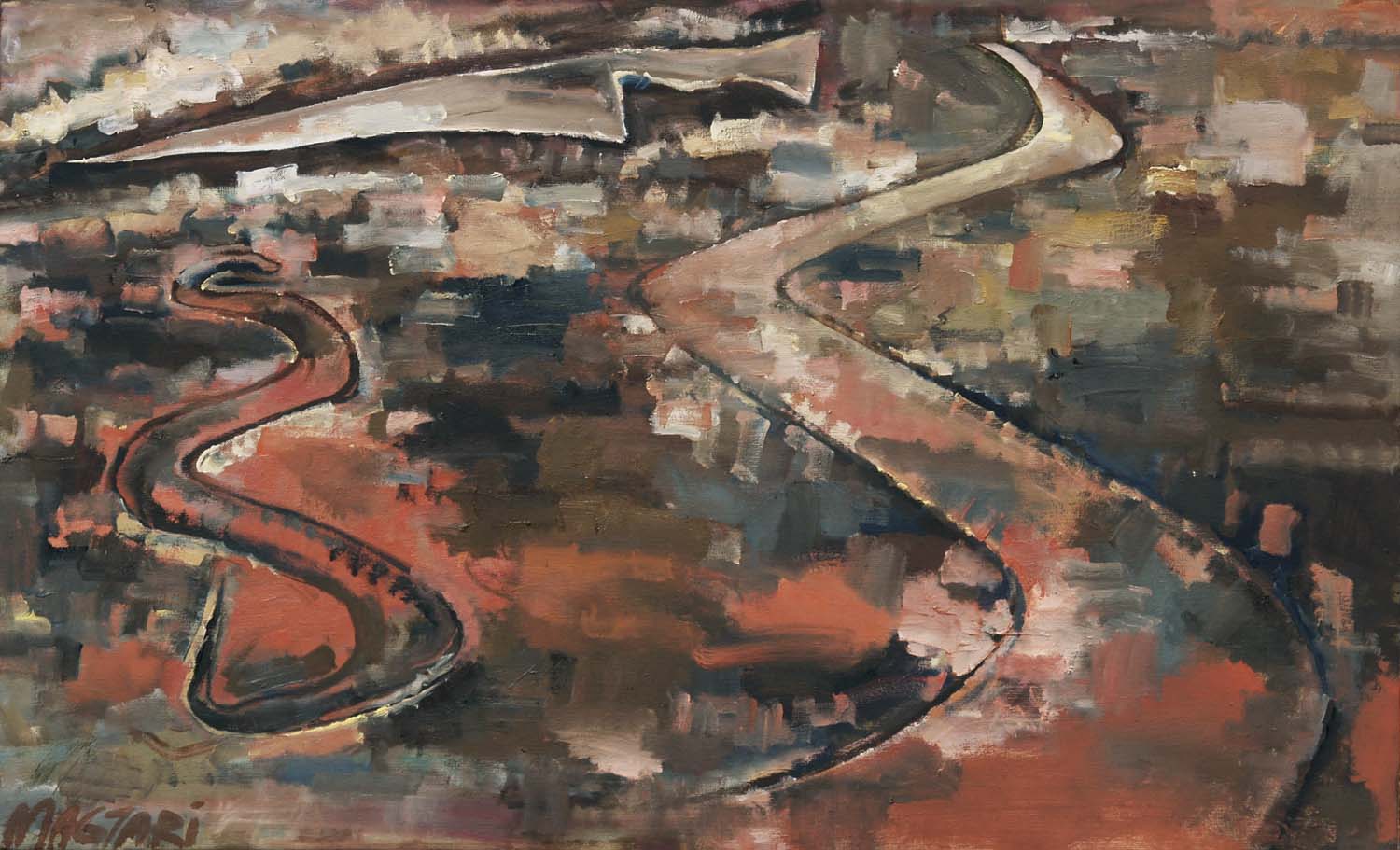 2005 Út kígyó kés  66 x 107 olaj vászon