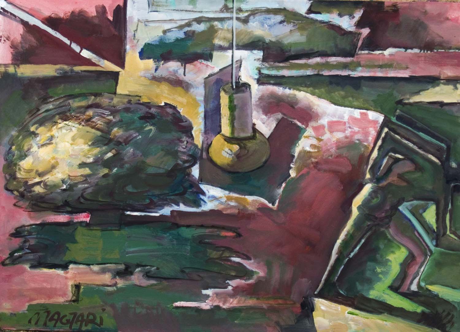 2012 Villanyvilágitotta táj -2 50x70 olaj papír