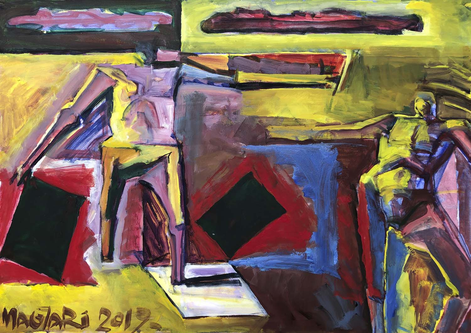 2019 Barátok - 4    50 x 70   olaj  papír