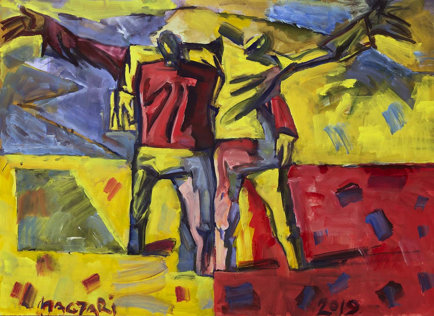 2019 Barátok - 2    50 x 70   olaj  papír