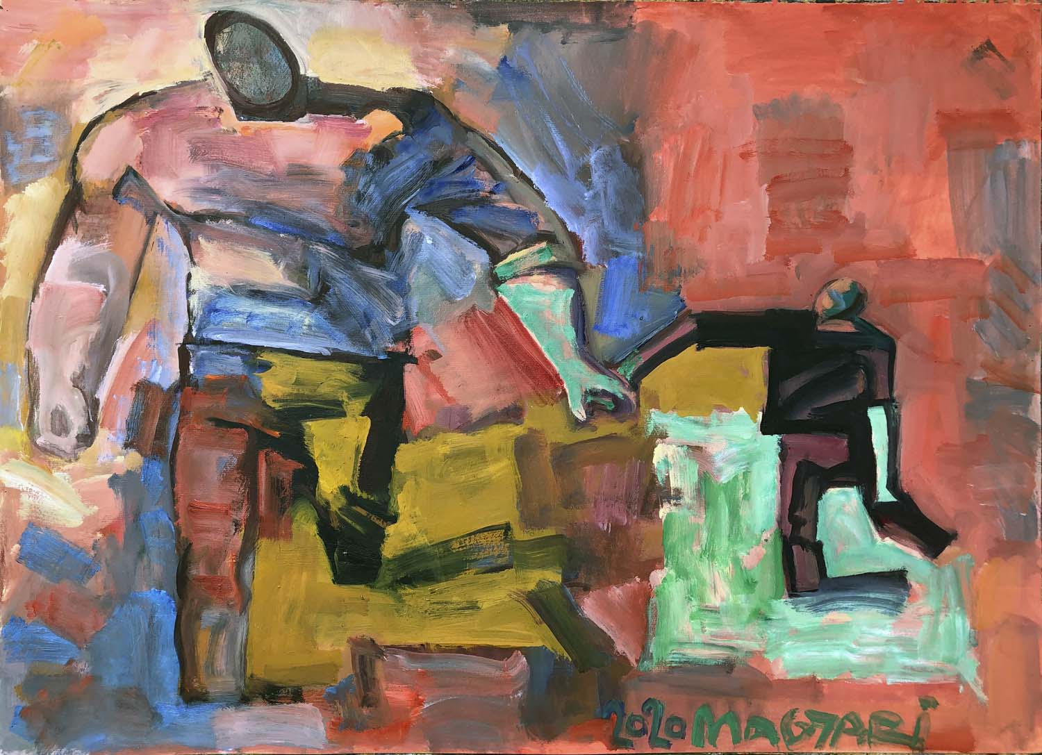 2020 Apa és fiú - 1   50 x 70    olaj papír