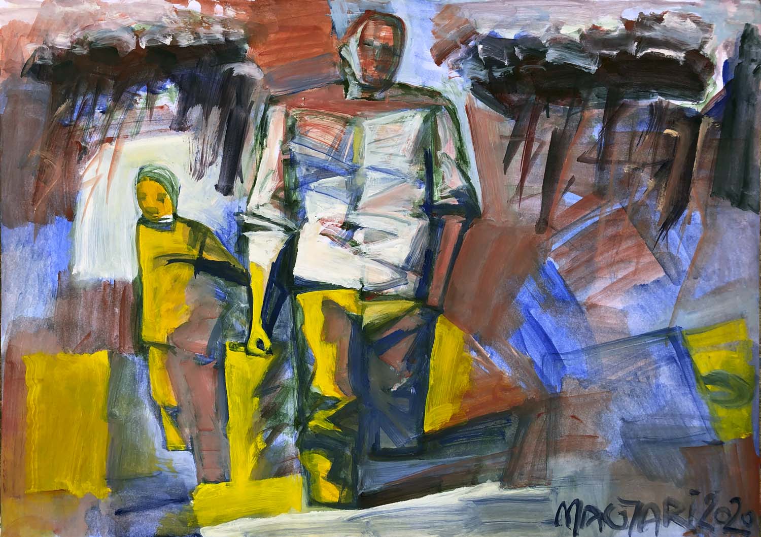 2020 Apa és fiú - 3   50 x 70    olaj papír