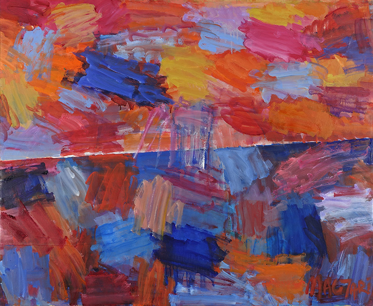 2022 Kék - vörös horizont - 2 85 x 102 Olaj Vászon