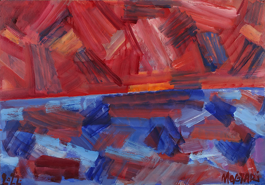 2022 Kék - vörös horizont - 3 35 x 50 olaj papír