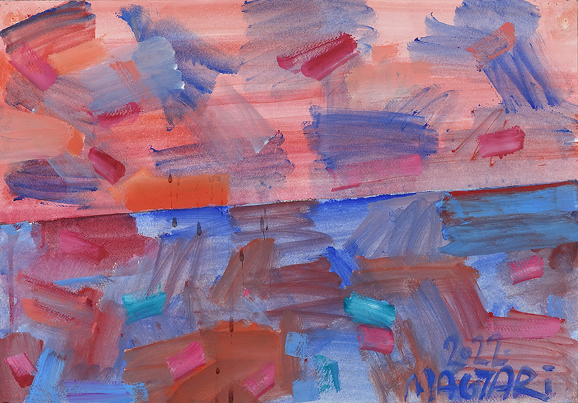 2022 Kék - vörös horizont - 5 35 x 50 olaj papír