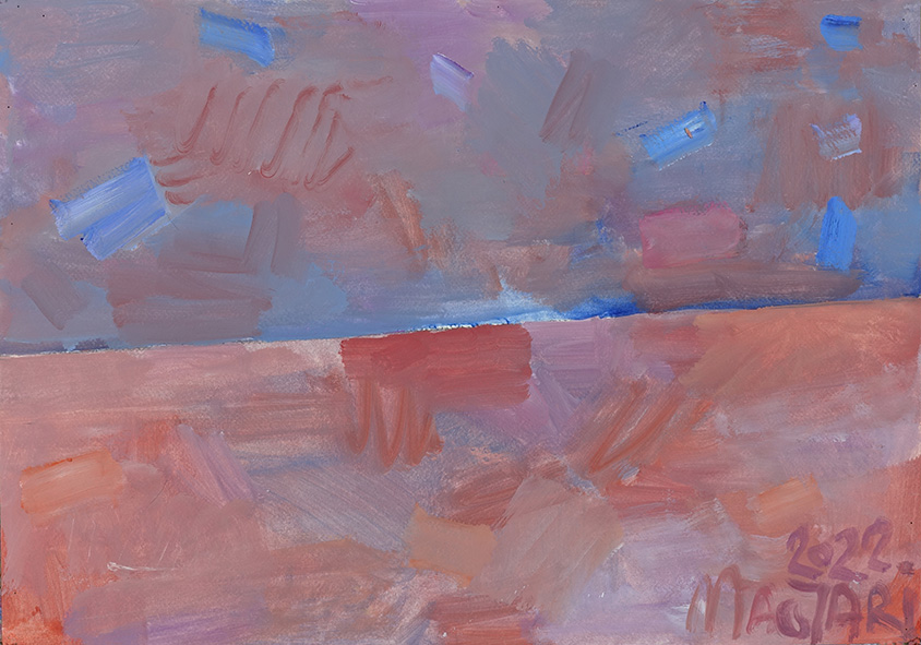 2022 Kék - vörös horizont - 6 35 X 50 Olaj Papír