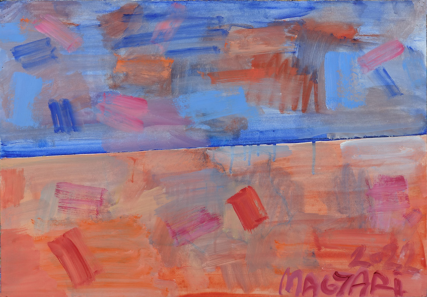 2022 Kék - vörös horizont - 7 35 x 50 olaj papír